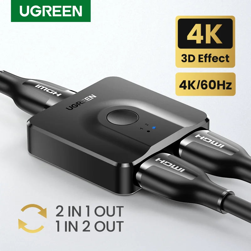 UGREEN HDMI Switch 4K for Xiaomi Mi Box Bi-directional HDMI -compatible Switcher for Xbox PS4 TV Box Splitter HDMI Switcher